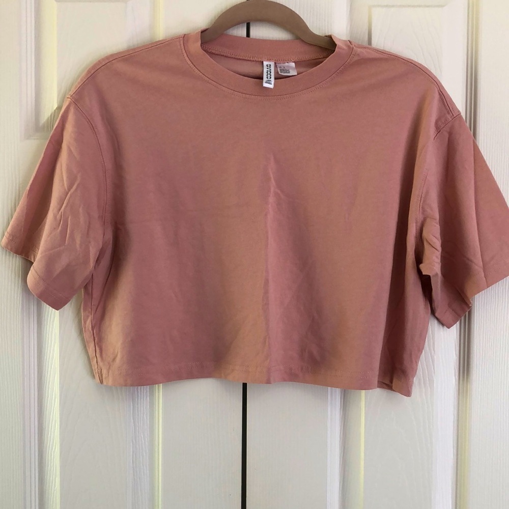 H&M Cropped Tee 100% Cotton Short Sleeve Shirt Size Small